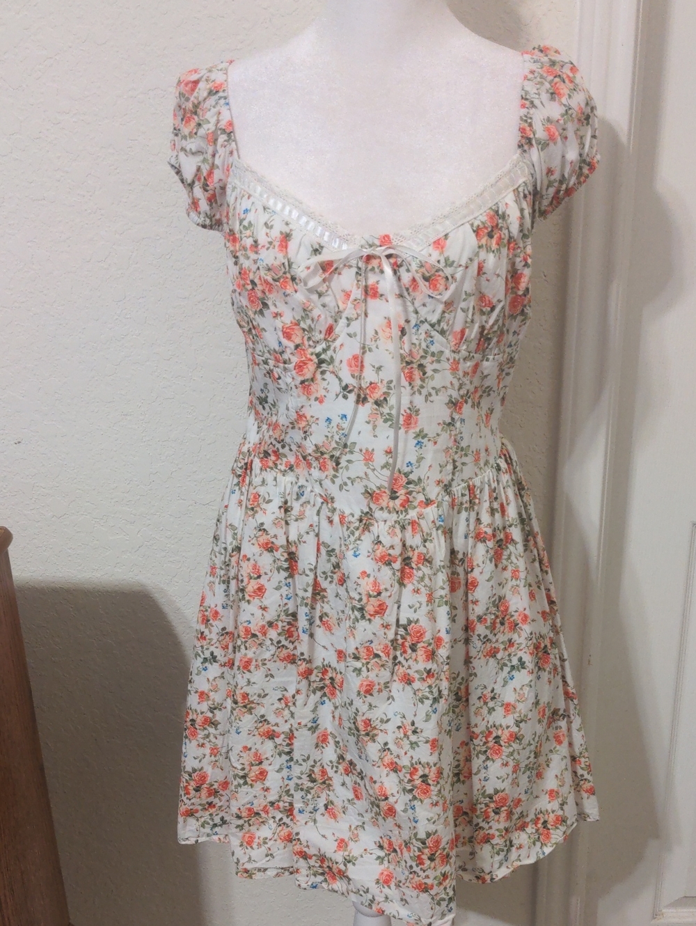 Mixed Threads Women's On/Off Shoulder Pink & White Floral Summer  Dress. Size XL